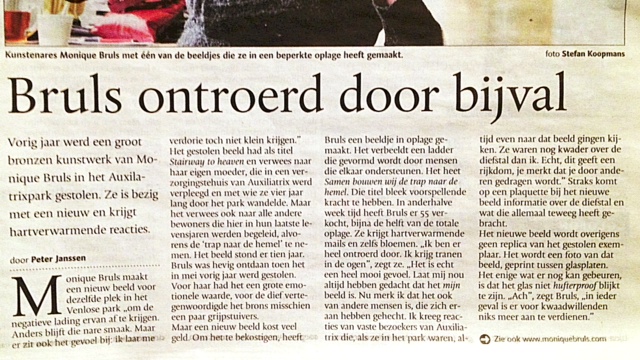 Monique in de krant (17 januari 2013)